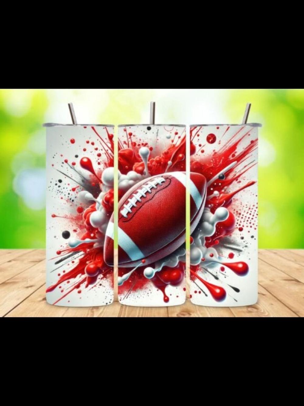 Football Explosion Stainless Tumbler - Red & White